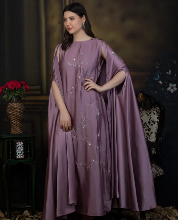 Purple Grey IndoWestern