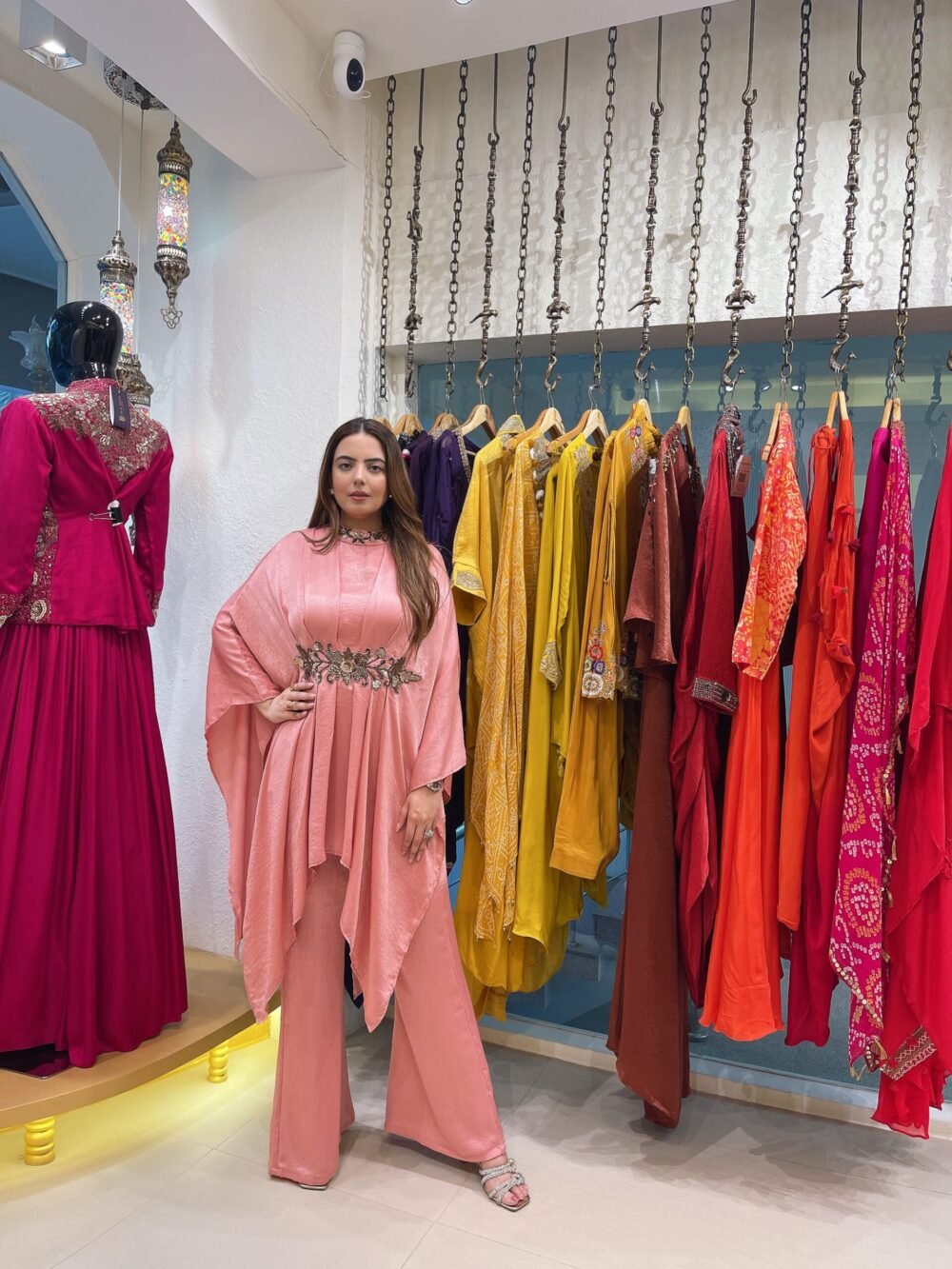 Rani’s Blush Embellished Belt Indo Western Dress