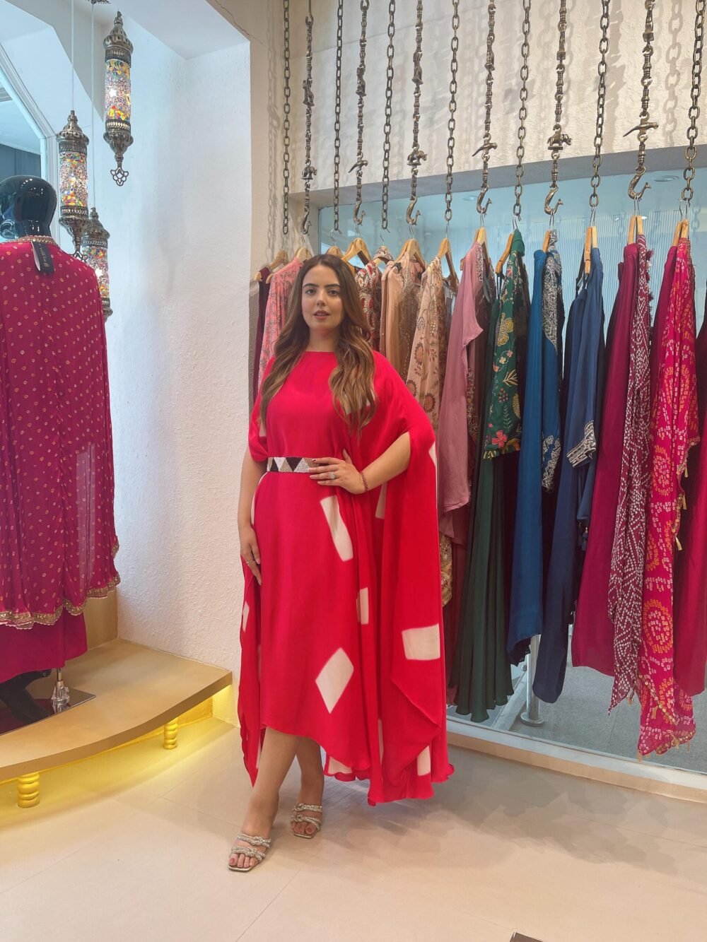 Scarlet Oasis Belted Kaftan