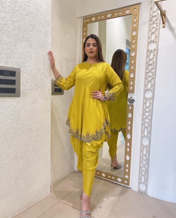 Silk U Shaped Tunic with Tulip Pants